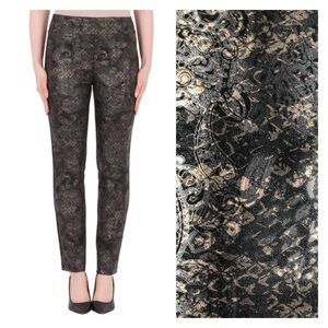 Joseph Ribkoff Pant Leggings Black Copper Paisley Reptile Print Size 6